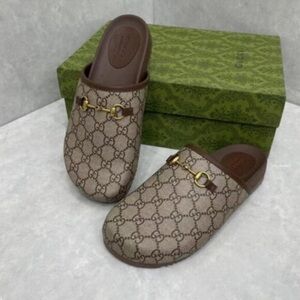 Gucci Brown Monogram Mules